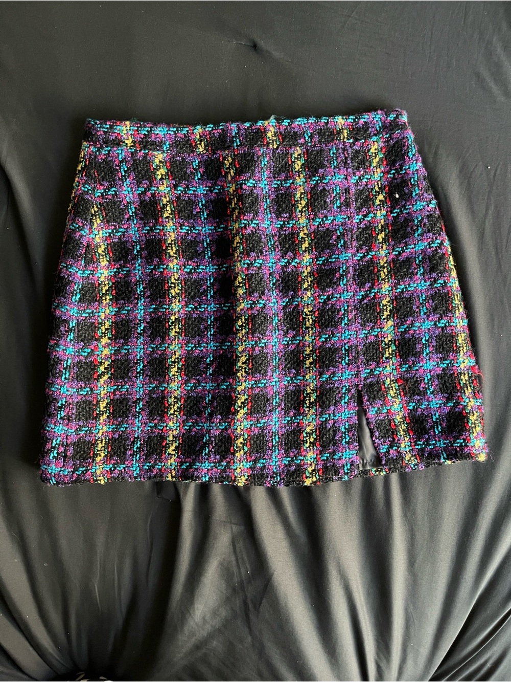Olé by Koton Multicolor Tweed Plaid Mini Skirt Size 12 Preppy Academia Clueless